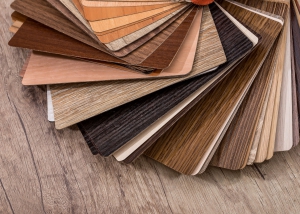many thin wooden samples for interior design